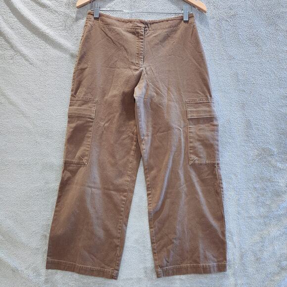 Eileen Fisher Womens Brown Cropped Wide Leg Cargo Pants Size XS Silent Luxury - Picture 1 of 13